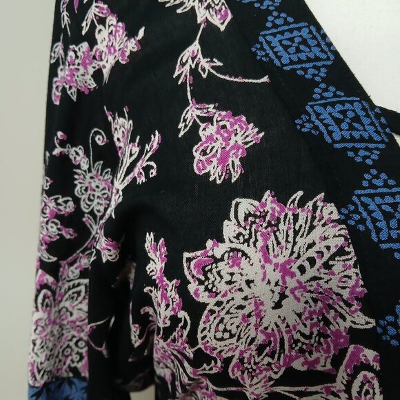 Whimsigoth Flowy Bohemian Bell Sleeve Floral Romper Black Size Medium - Picture 7 of 8